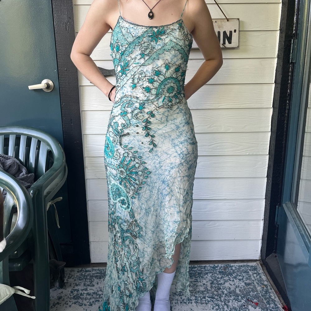 Elegant Green Patterned Dress